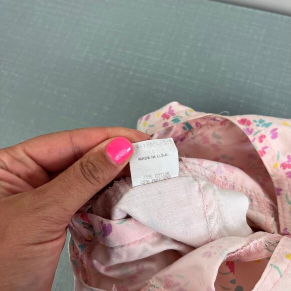 Vintage OshKosh B'gosh Pink Floral Shortalls 3T USA - Picture 5 of 8